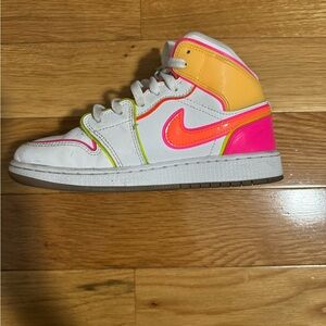Air Jordan with pink, orange and yellow. Size 4